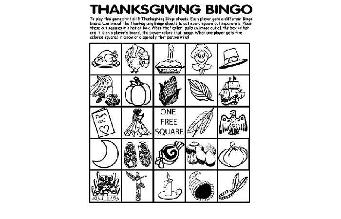 Thanksgiving Bingo Board No.1