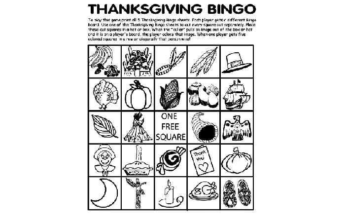 Thanksgiving Bingo Board No.2