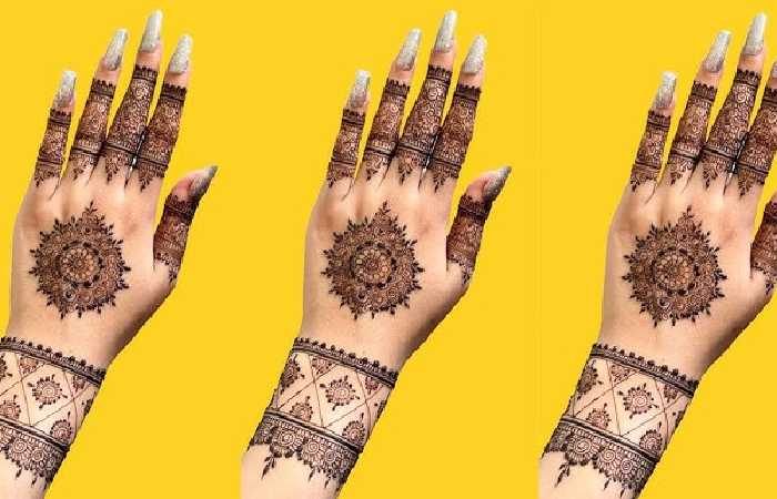 simple modern tikki mehndi design back side 2024